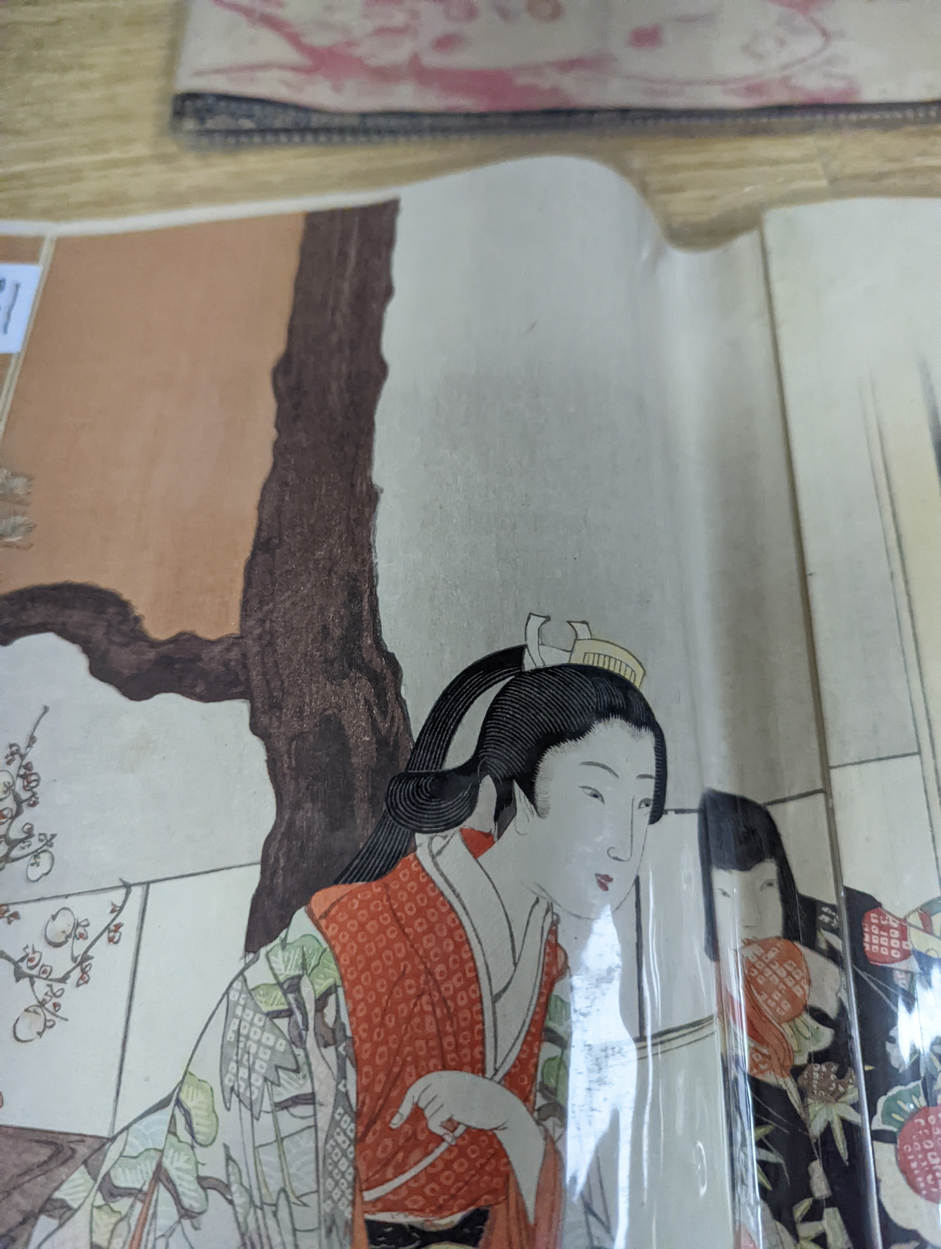 Three Japanese woodblock triptychs by Chikanobu Toyohara and others, Oban format